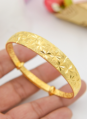 饰品网四叶草可调节仿黄金手镯