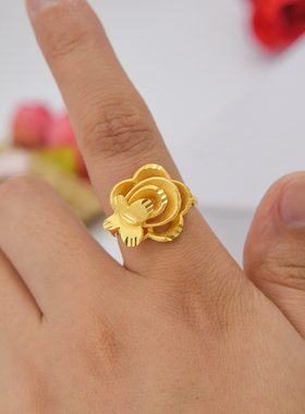 蝶恋花戒指时尚仿黄金不掉色