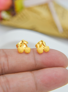 磨砂莲花耳钉女仿黄金百搭