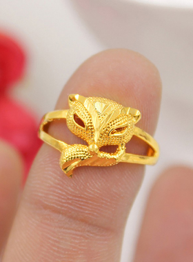 狐狸戒指女开口可调节食指戒