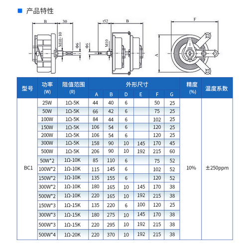 电子设计竞赛滑动变阻器功率可调电阻可变负载电位器圆盘电阻调节 - 图2