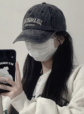 ins复古做旧棒球帽子女夏季