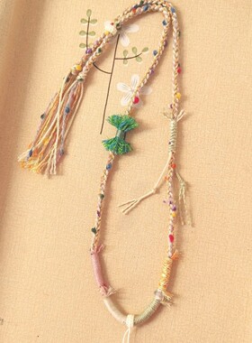 唐卡挂绳藏式手搓棉绳高档扎基拉姆天珠项链绳泰国佛牌链吊坠挂绳