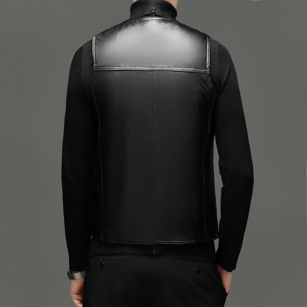 冬季真皮V领马甲男士加厚保暖羊毛内胆休闲背心高级感坎肩外套潮,淘宝优惠券,粉丝福利购,淘宝优惠卷