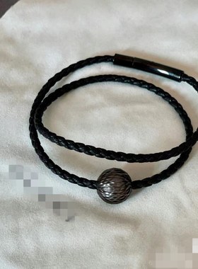 黑扣黑皮手链手绳替换绳半成品2345毫多股穿龙鳞珠小红书款送胶水