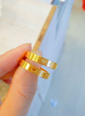 越南沙金520数字爱心情侣戒指情人节礼物男女对戒送女友爱人镀金