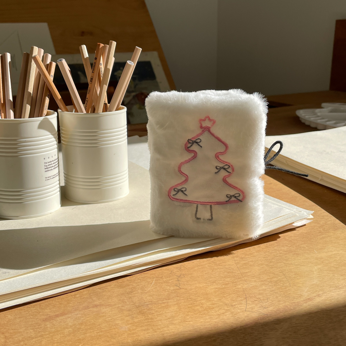 少女玩心原创粉色圣诞树毛绒卡册一宫格单页拍立得相册小卡收纳册 - 图2