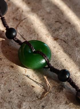 璟容天然和田玉碧玉平安扣手绳