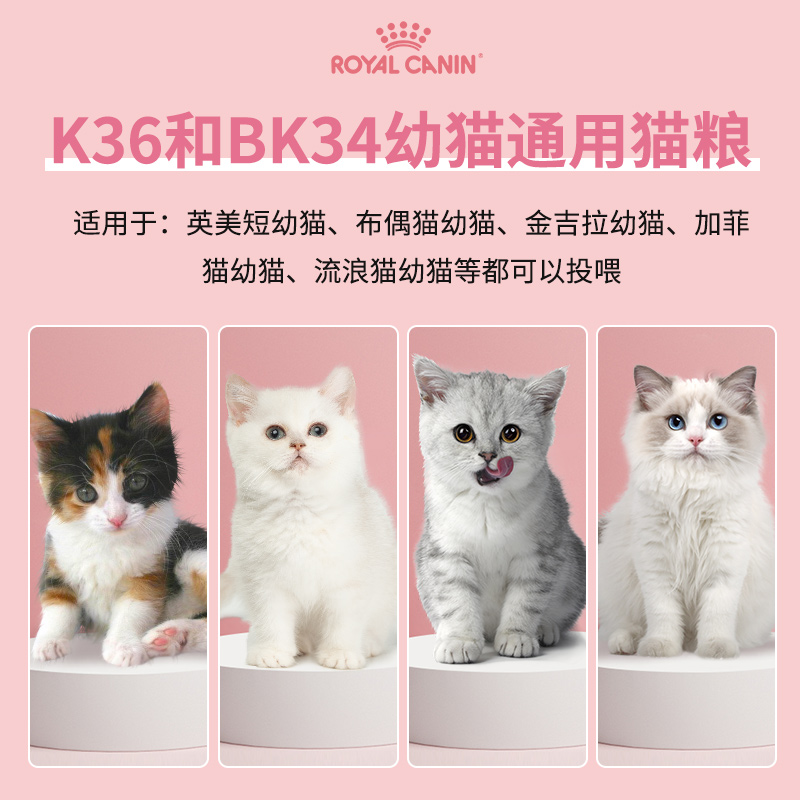 皇家猫粮K36/BK34幼猫奶糕专用粮孕猫离乳期断奶猫粮通用全价粮-图1