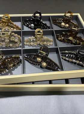 新款展示盘发夹气质优雅蝴蝶结大号鲨鱼夹慵懒风后脑勺盘发抓夹盘