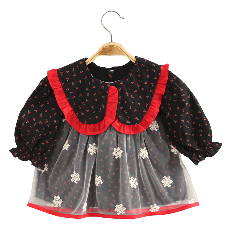 Eating princess dress autumn and winter painting pure cotton children's blouse