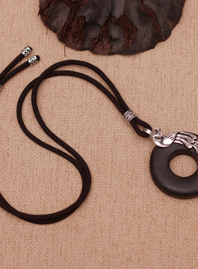 复古民族风檀木孔雀项链吊坠