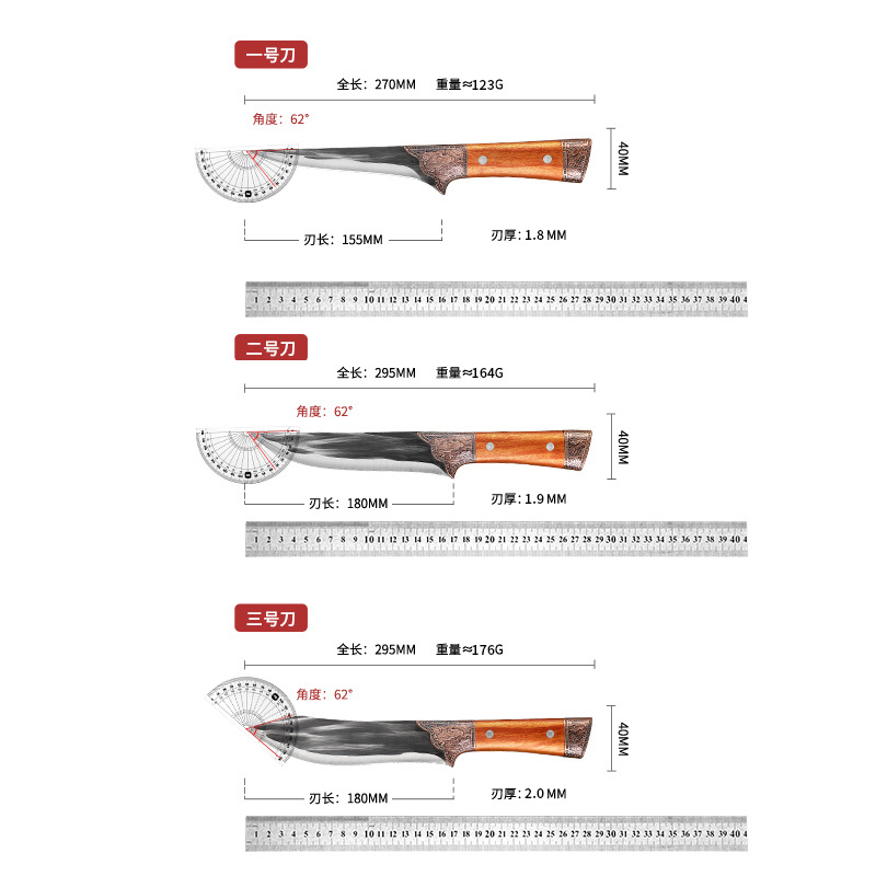 龙泉锻打手把肉刀商用屠宰屠夫割肉锋利分割刀宰牛宰羊杀猪专用刀-图3