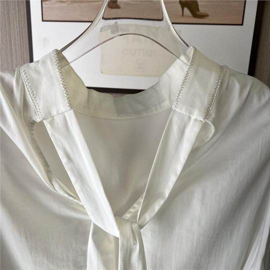 11025撤柜ATU白色飘带2025衬衫设计新款气质宽松上衣衬衣