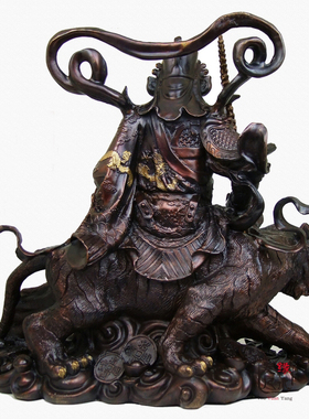 黄铜赵公明摆件风水财神爷像
