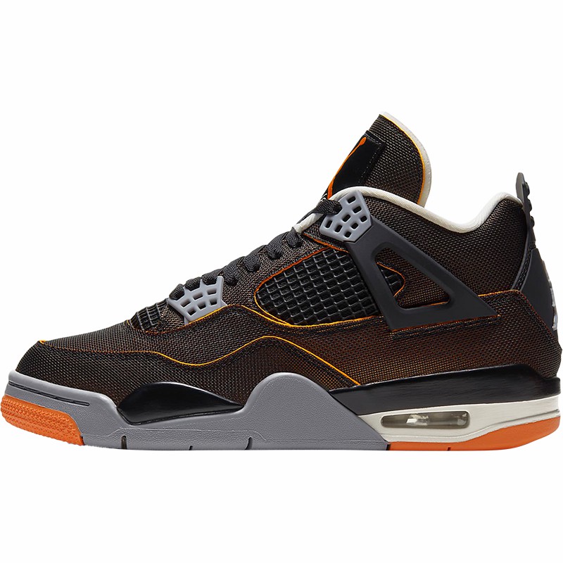 Nike/耐克正品Air Jordan 4 AJ4黑橙金属橙 女鞋篮球鞋CW7183-100