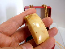 21 *12 * 45mm Huanglong jade brand 31 gr pendant pendant pendant yellow wax stone frozen wax bench Mountain Hoshan jade NO:15 -A