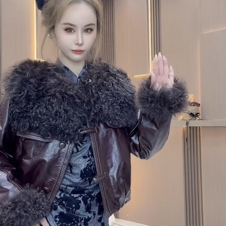2026新款真皮皮衣女短款牛皮油蜡皮鹅绒羽绒服羊羔毛领皮草夹克潮,淘宝优惠券,粉丝福利购,淘宝优惠卷