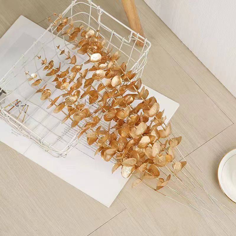 金色尤加利叶仿真花新年客厅婚房福桶装饰摆件插花金叶子家居装饰,淘宝优惠券,粉丝福利购,淘宝优惠卷