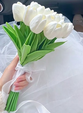 仿真花郁金香手捧花领证结婚花束