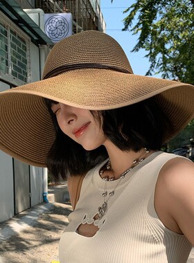 法式大檐草帽女可折叠遮阳度假