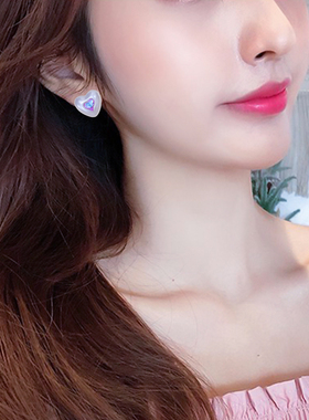 心动水晶爱心珍珠耳钉女