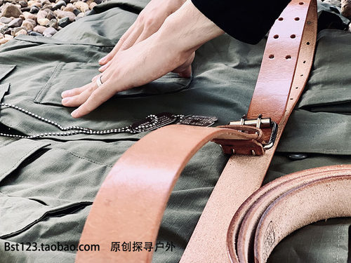 男式纯头层牛皮双针腰带针扣真皮大号皮带卡其棕黄加长复古老式 - 图1