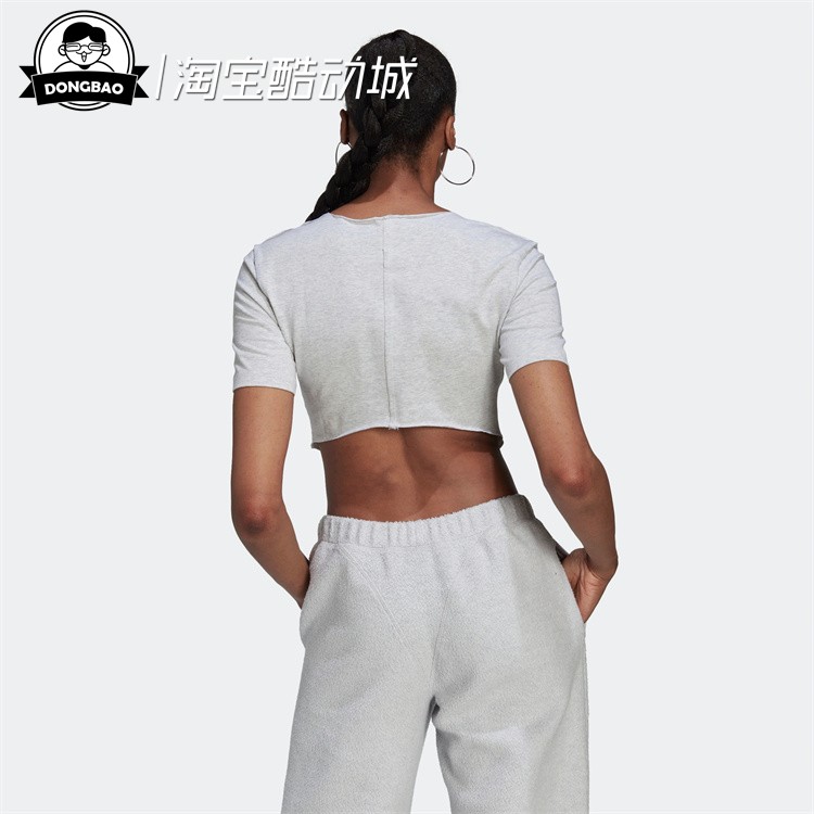 9月三叶草ADIDAS阿迪达斯CROPPED TEE女子休闲运动短袖T恤HL9130 - 图0