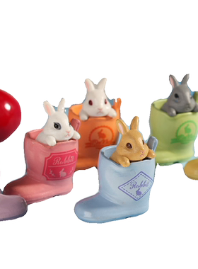 日版正品散货 epoch鞋子里的小白兔 可爱兔子摆件雨靴里的小兔子