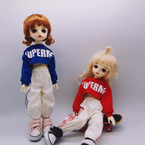 尺寸定制小布BJD6分8分viya男娃娃衣服潮酷嘻哈运动服卫衣长裤 - 图1