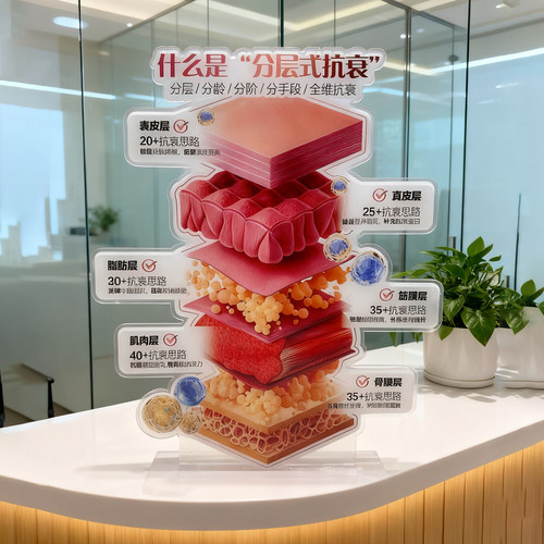 分层抗衰台卡医美咨询室摆件高清高透美容院摆件美容院摆件立牌 - 图3
