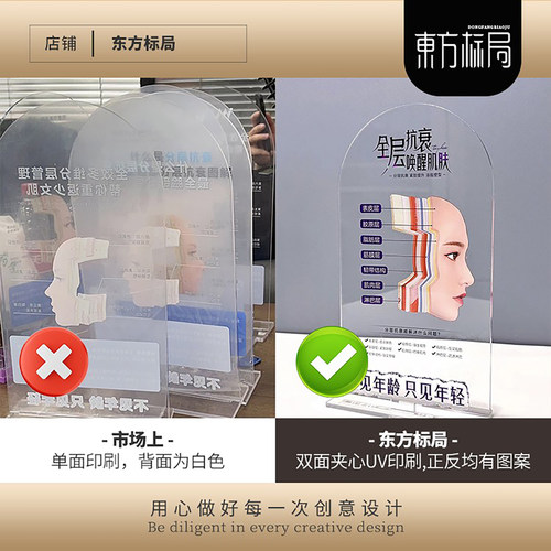 分层抗衰台卡医美咨询室摆件高清高透美容院摆件美容院摆件立牌 - 图0