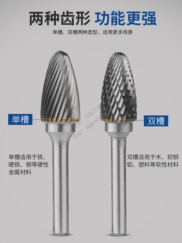金鹰牌硬质合金旋转锉刀钨钢磨头金属雕刻铣刀挫F1020 FX1225M06 - 图0