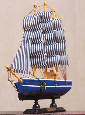 地中海风家居客厅木质帆船模型