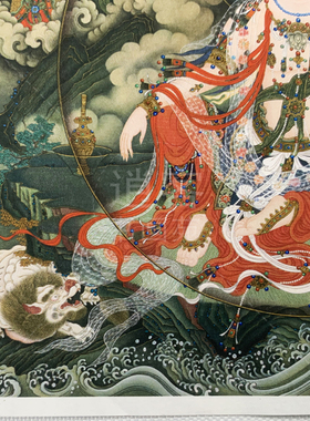 水月观音未装裱艺术风临摹国画