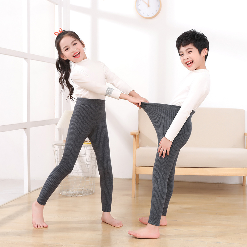 秋冬薄款儿童羊绒裤男童女童羊毛裤加厚保暖裤大童针织绒裤棉毛裤 - 图0