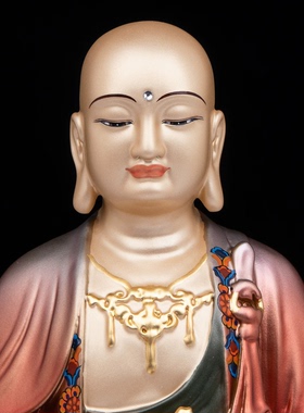 纯铜彩绘地藏王佛像九华山地藏菩萨站像地藏金身家用玄关佛堂摆件