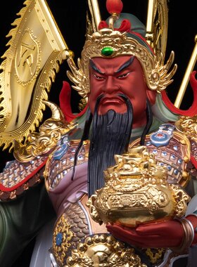 汉白玉九龙关公神像武财神关二爷关圣帝君像家用玄关店铺供奉摆件