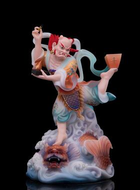 汉白玉魁星像独站鳌头魁星踢斗文魁家用客厅供奉奎斗星摆件新品