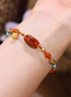 天然南红玛瑙手链女款小众设计感高级轻奢精致闺蜜礼物