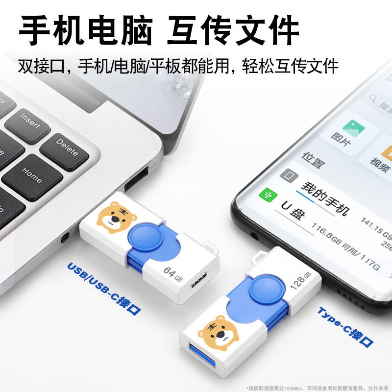 typec双接口u盘32g安卓苹果手机电脑两用128二次元卡通tpyecu盘64-图0