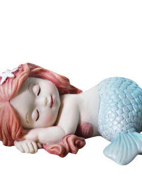 睡美人鱼摆件鱼缸造景树脂工艺品家居客厅水族箱装饰仿真珊瑚礁