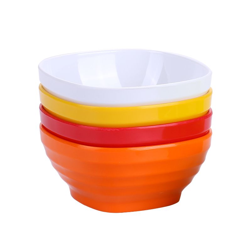 火锅碗密胺餐具小碗塑料四方碗家用小汤碗快餐饭碗调料碗仿瓷粥碗 - 图1