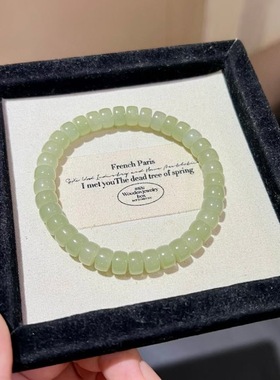 天然和田玉晴水手串玉石串珠老型珠配饰碧玉绿手链玉珠子首饰女款