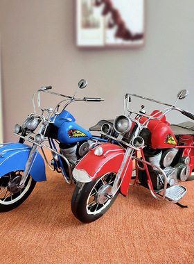 美式复古铁艺摩托车模型摆件酒吧客厅创意机车装饰品摆饰摄影道具