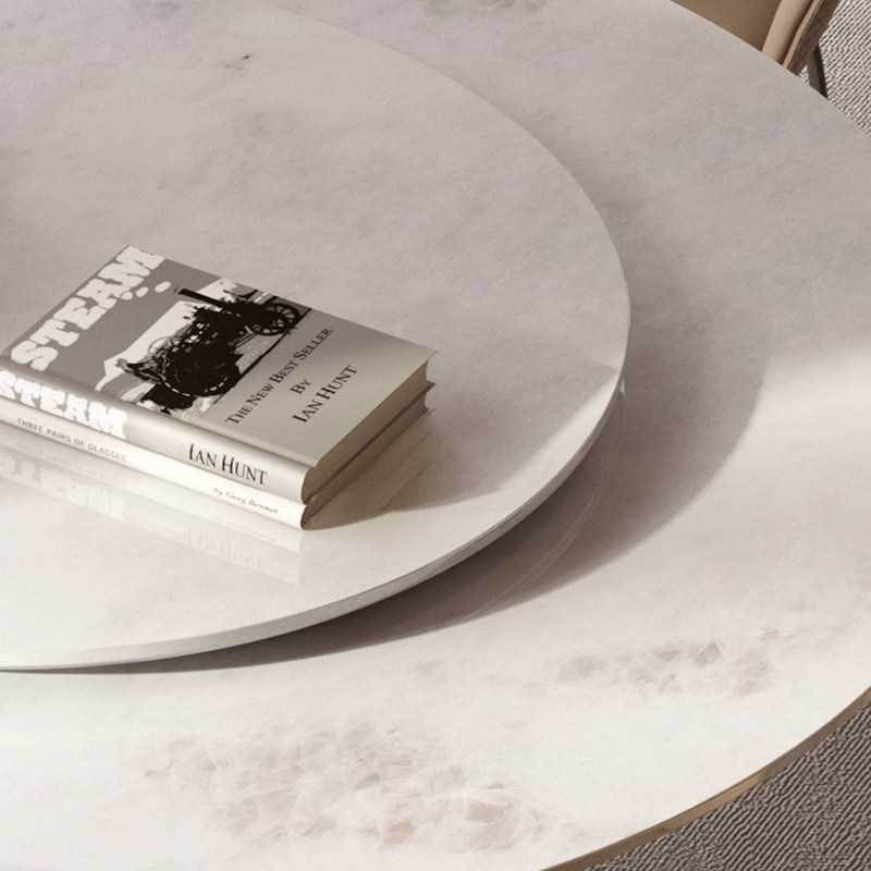 进口纯天然奢石圆餐桌高端意式轻奢现代简约带转盘大理石圆桌,淘宝优惠券,粉丝福利购,淘宝优惠卷