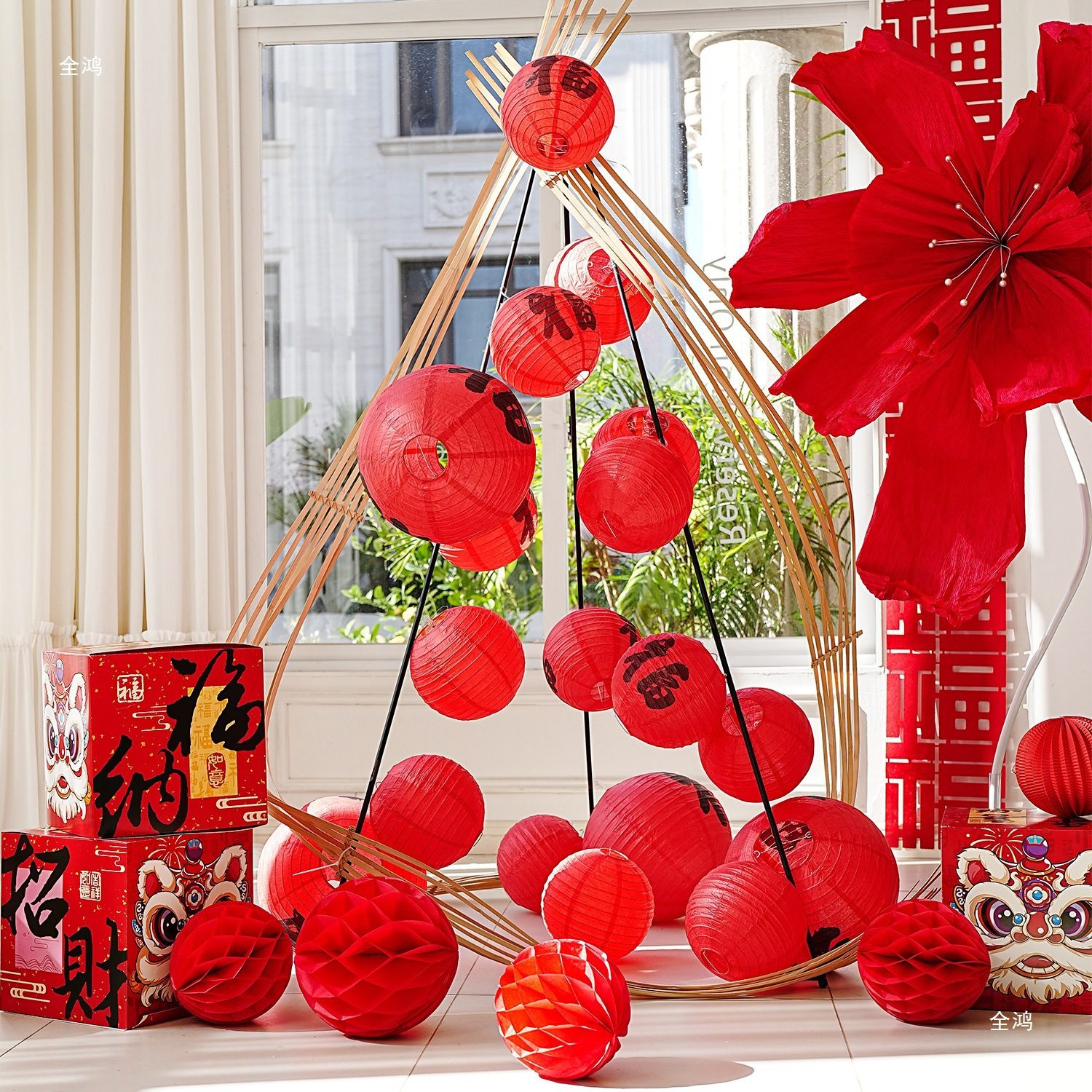 新年折纸福字灯笼拉花挂饰门店马年幼儿园元旦活动新春节氛围装饰,淘宝优惠券,粉丝福利购,淘宝优惠卷