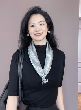 优雅精致！豆青色真丝丝巾女中方巾100%桑蚕丝春秋护颈65领巾围巾