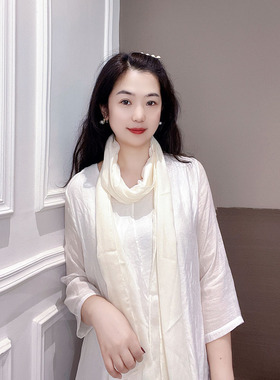 棉麻沙滩长款纯色围巾百搭春秋季