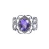 Cross-mirror new European and American hollow natural amethyst ring Retro palace style ring natural stone ring